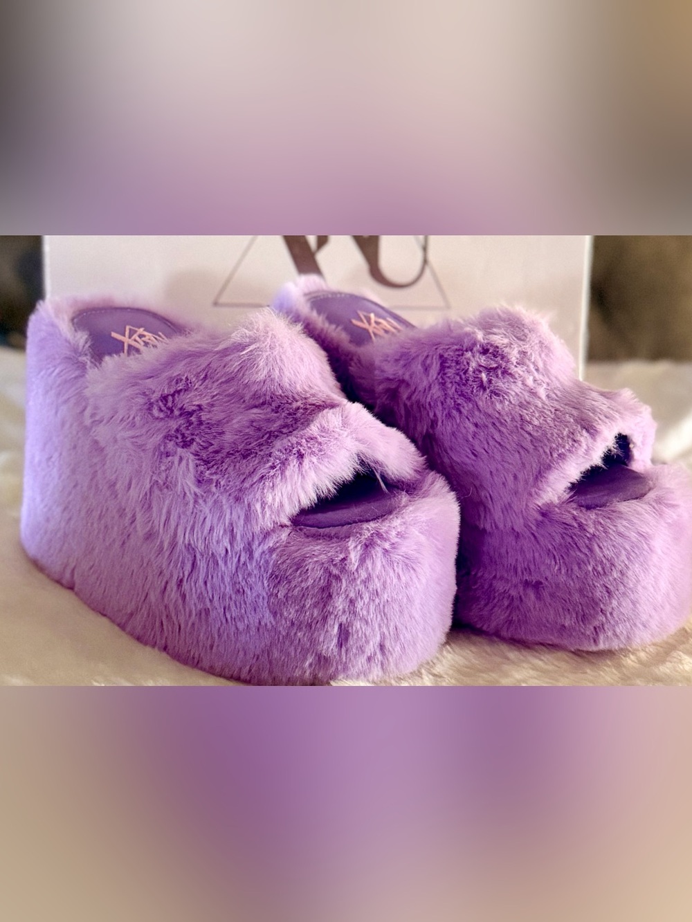 YRU purple platform wedges size 8 never worn comes with brand new box and bags.